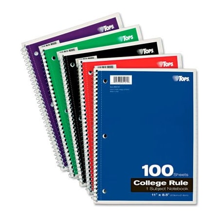TOPS BUSINESS FORMS 65161 TOPS Wirebound 1-Subject Notebook, 8-1/2" x 11", 100
