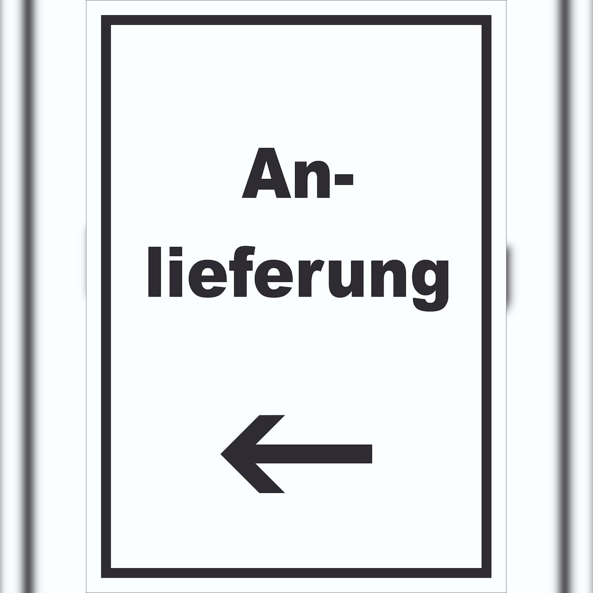 HB-Druck Anlieferung Schild mit Text und Richtungspfeil links Annahme hochkant A4 (210x297mm) Image
