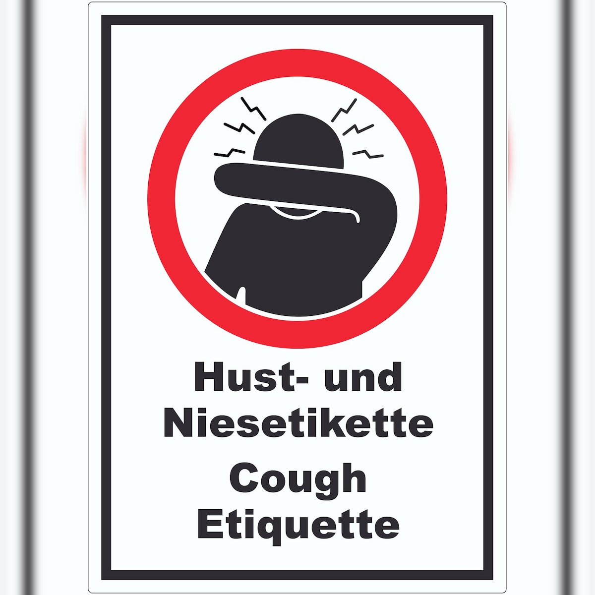 HB-Druck Husten und Niesetikette beachten Cough Etiquette Symbol und Text Aufkleber A9 (37x52mm) Image