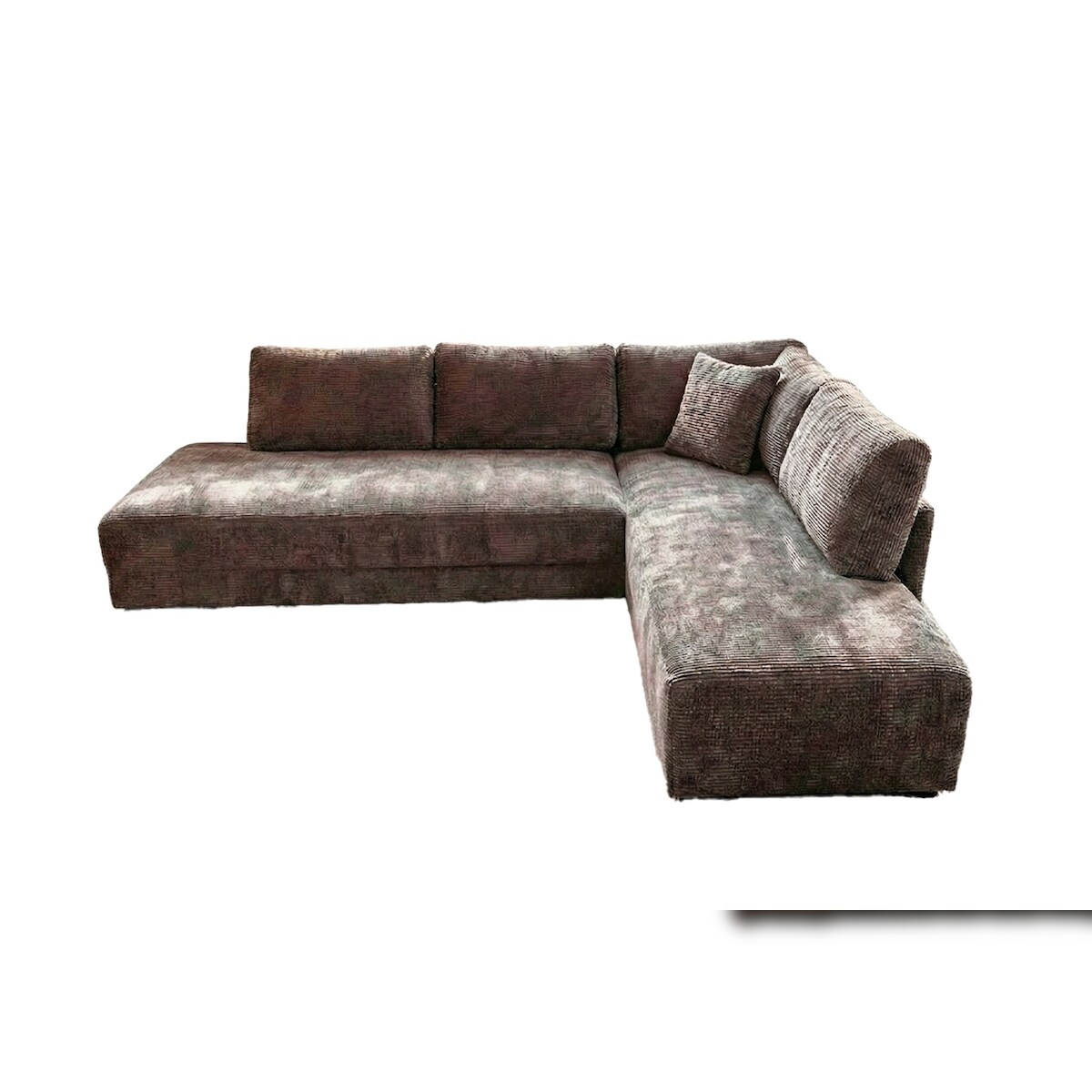 KAWOLA Schlafsofa SADIRA Ecksofa Stoff taupe Recamiere rechts Image