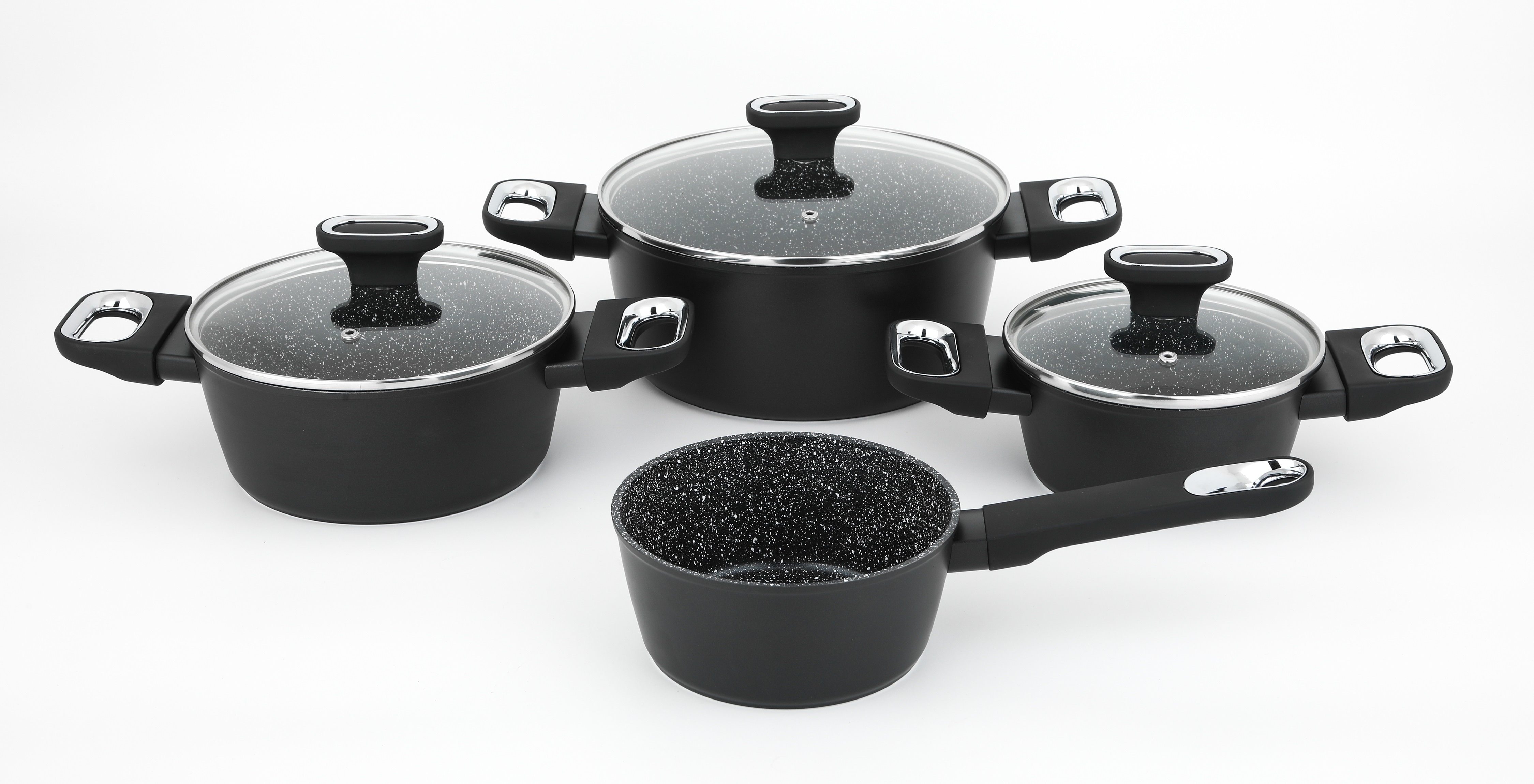 Topf-Set CS KOCH-SYSTEME "MARBURG 7-teiliges, Aluminiumlegierung, antihaftbeschichtet", schwarz, B:32cm H:19,5cm L:52cm Ø:32cm, Töpfe, für alle Herdarten inklusive Induktion Image