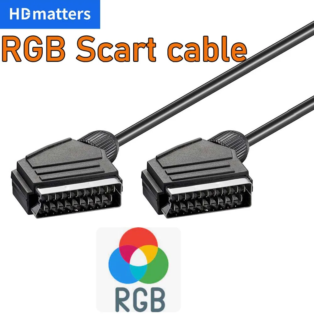 Scart-Kabel RGB True 21-PIN-Verbund-RGB-Scart-zu-Scart-Kabel für TV, Recorder, DVD-Player, VCR, STB Scart AV-Kabel Lead Scart