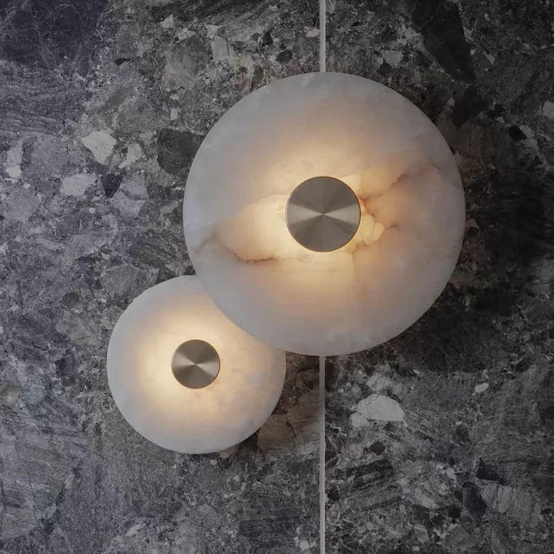 Volle Kupfer Marmor Wand Lampe Nordic Licht Luxus Moderne Minimalistische Wohnzimmer Hintergrund Wand Dekor Designer Kreisförmige Beleuchtung Image
