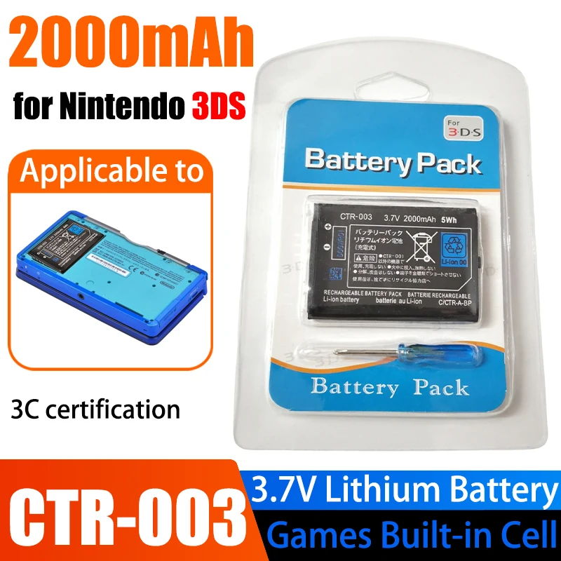 CTR-003 Ersatzakku 2000 mAh Akkus für Nintendo Switch Pro Wireless 3DS 2DS XL Gamepad Controller Eingebaute Zelle Image