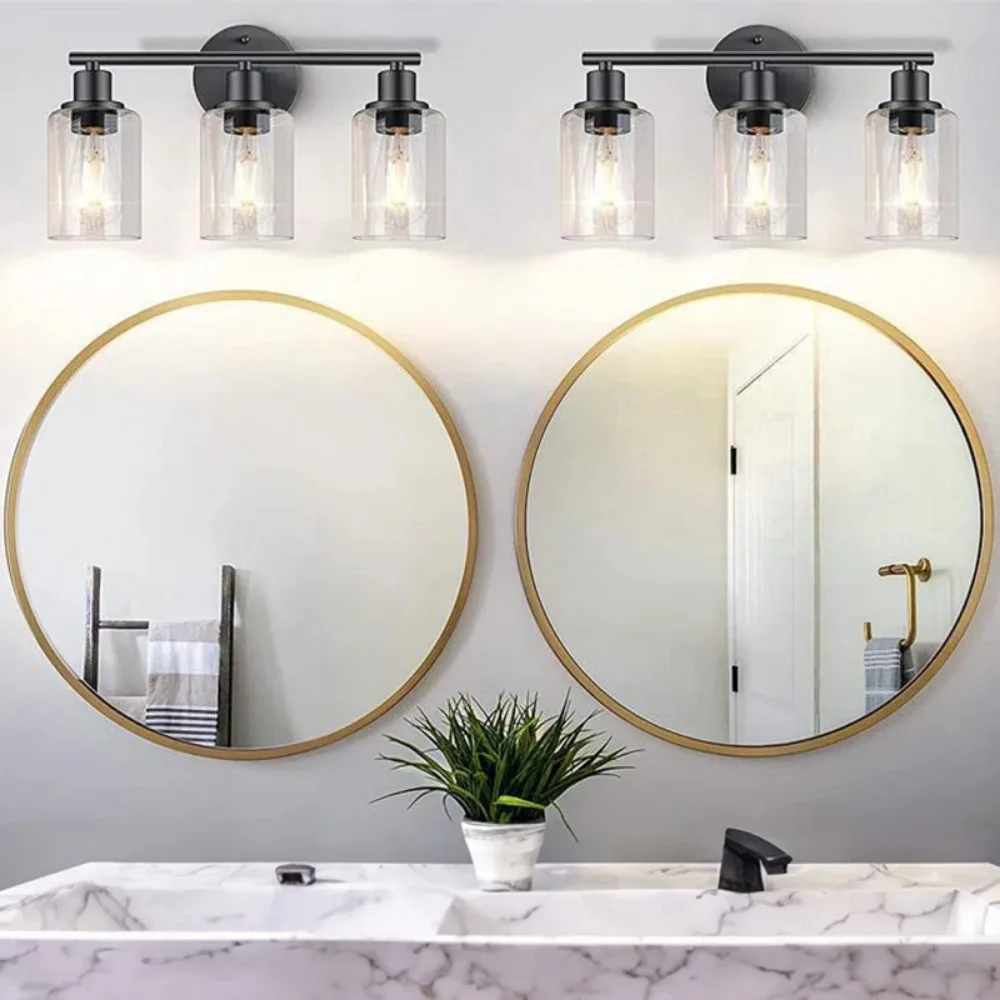 Retro Badezimmer Licht 3-Kopf Glas Wandlampen American Mirror Scheinwerfer Geeignet Badezimmer Industria Wandhalterung Licht Badspiegel
