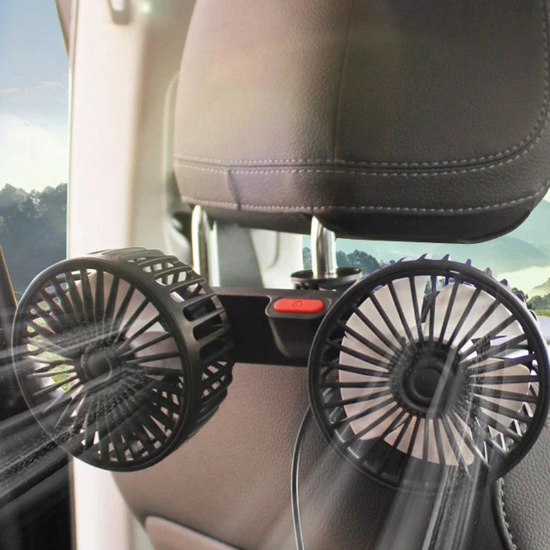 Ventilateur automobile USB Portable, rotatif à 360 degrés, double tête, climatiseur électrique, ventilateur de siège pour le bureau et la maison, 3 Options de vitesse