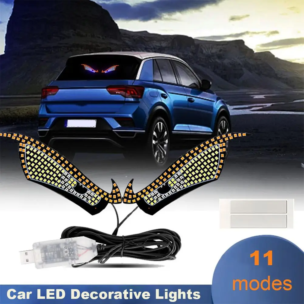 Lumières décoratives LED pour voiture, lumière dynamique œil de démon, lumière LED pour voitures, SUV, lumière d'avertissement USB modifiée, lumière de voiture