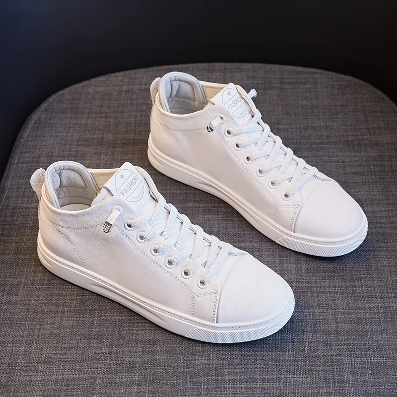 Frühling Sommer Schuhe Frauen Turnschuhe Echtes Leder Weiße Schuhe Rindsleder Mode Damen Flache Beiläufige Weiche Schuhe A3375 Image