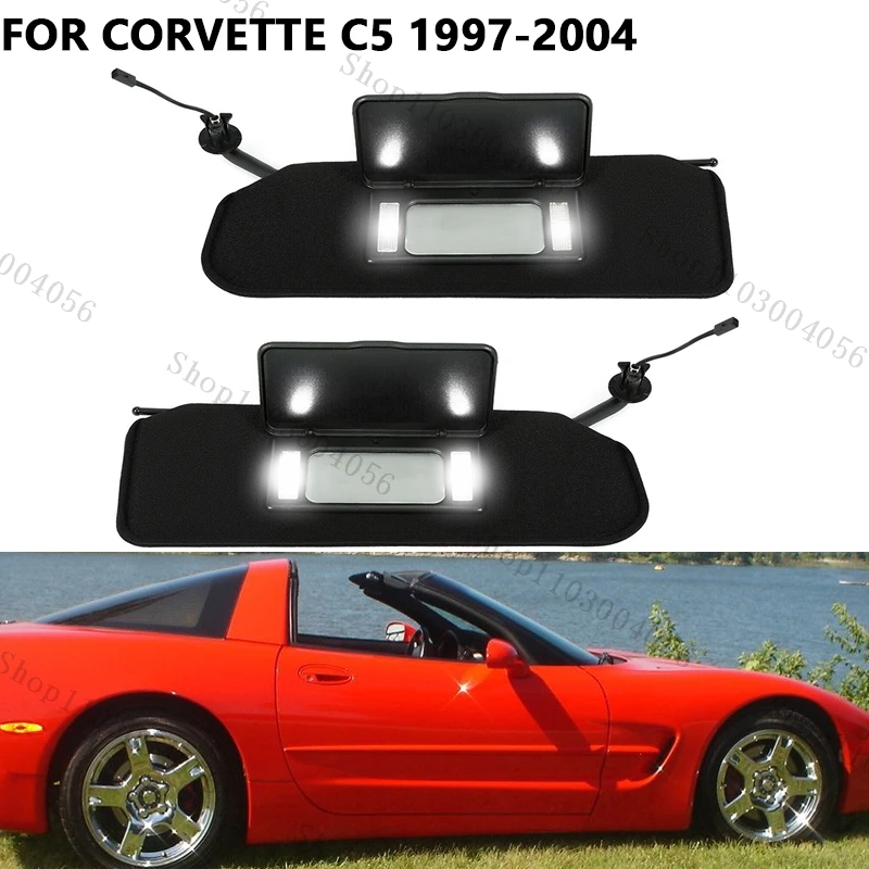 Auto-Sonnenblende-Zubehör, Sonnenblende mit Spiegeln und LED-Leuchten für Chevrolet Corvette C5 1997–2004 10442033 10442034 Image