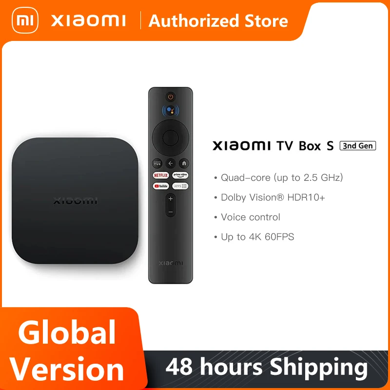 Xiaomi TV Box S 3a Generazione Versione Globale, 4K Ultra HD, 2G 32G, WiFi, BT5.2, Google TV Cast, Netflix, Smart TV Box, Lettore Multimediale