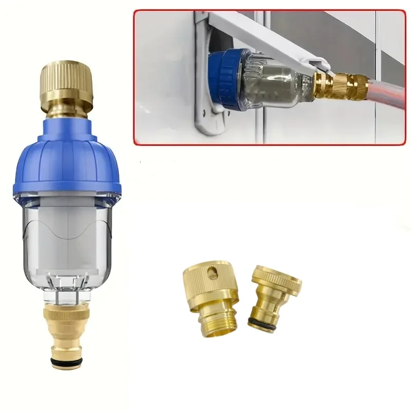 RV Filter Caravan Wassertank Vorfilter Camping Site Outdoor Wasserhahn Verunreinigungen Schwerkraft Wassereinspritzung Externer Wasserreiniger Image