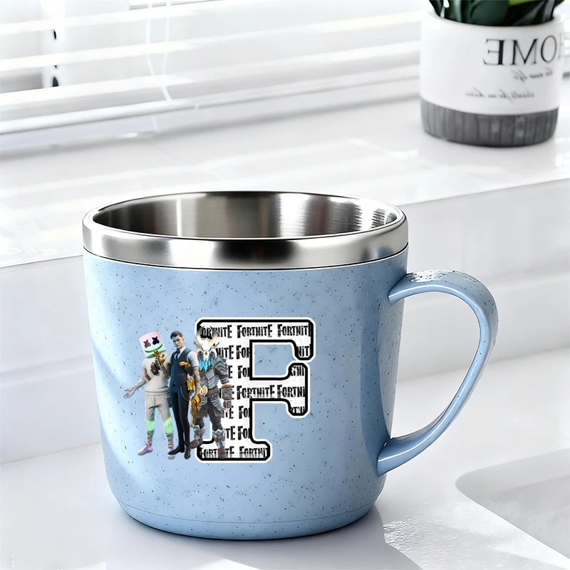 Fortnites Wasserflasche für Männer und Frauen, Edelstahl-Zahnbürstenbecher, Cartoon-Buchstabe, Zuhause, Kaffee, Milch, Wasserbecher, Geburtstagsgeschenk Image