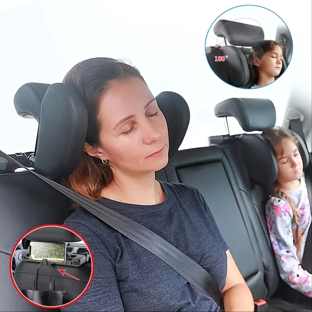 Autositz-Kopfstützenkissen, verstellbares Kopfstützkissen, Auto-Innenraum, U-förmiges Kissen, Reise-Schlafkissen für Kinder und Erwachsene Image