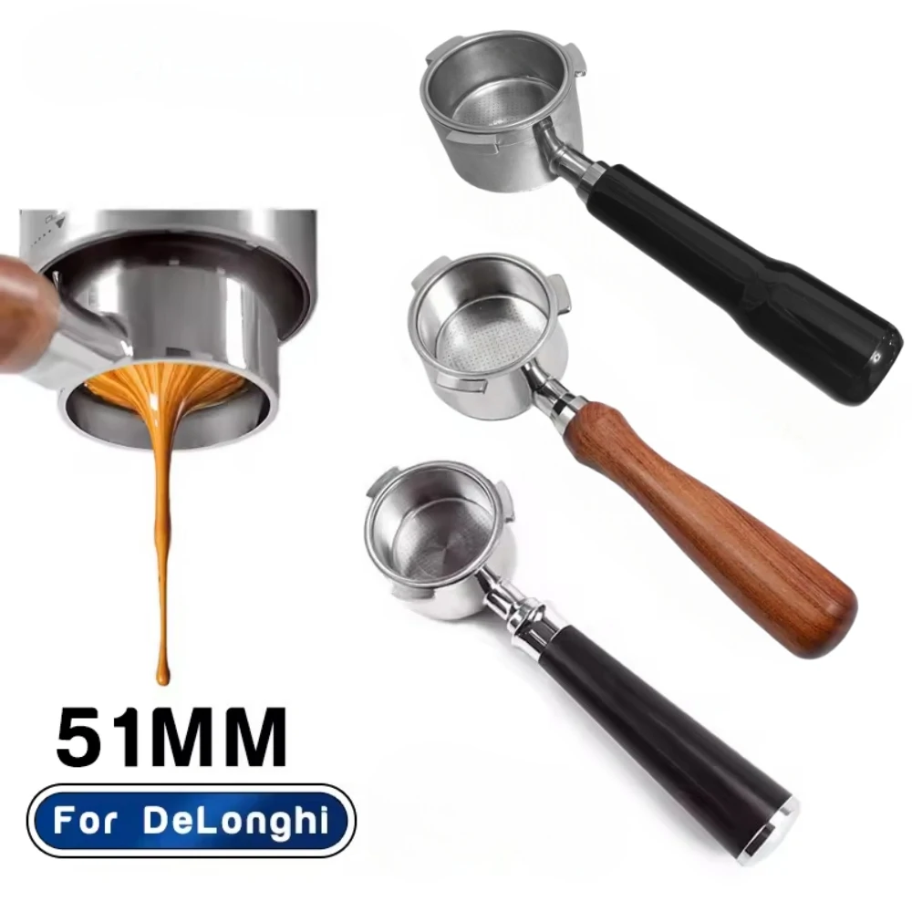 Kaffee Boden Siebträger 51mm Nackt Für Delonghi EC680 EC685 Filter Korb Espresso Maschine Zubehör Barista Werkzeuge Image