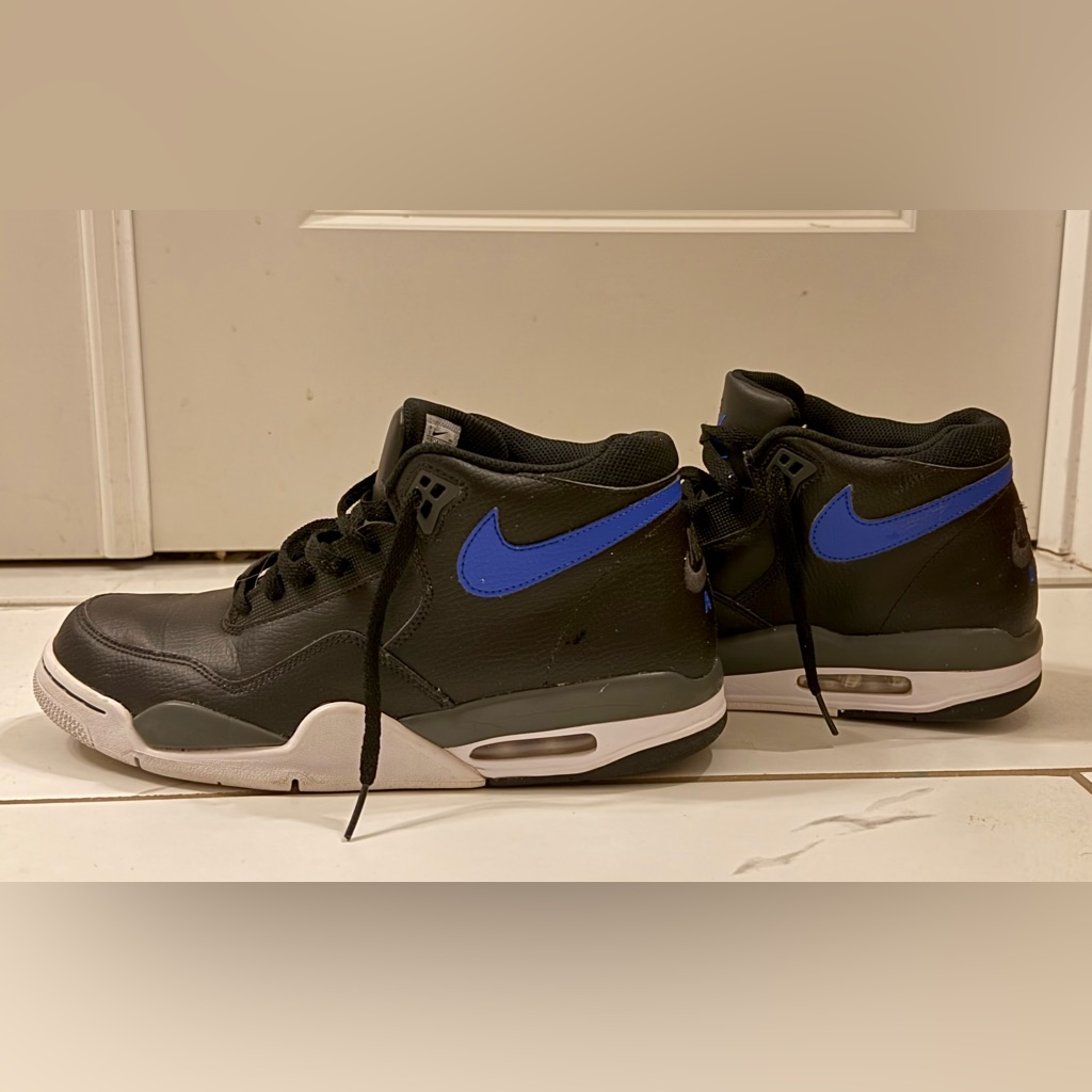 Nike Shoes | Nike Flight Legacy Black Hyper Blue Nike Black Sneakers With Blue Details | Color: Black/Blue | Size: 10