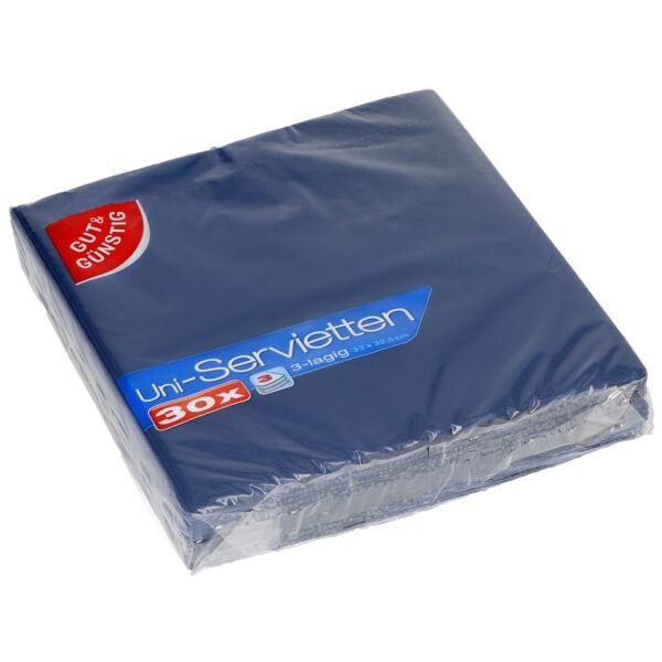Gut & Günstig Papierservietten blau 3-lagig 30 Stück blau, 33x33 cm