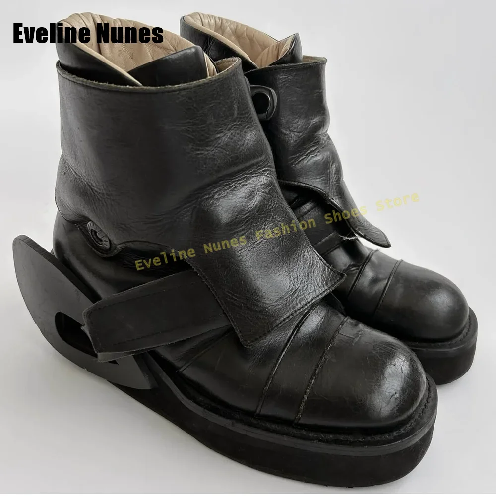 Gürtelschnallen-Patchwork Damen Halbstiefel Rot mit Klettverschluss Motorradstiefel im Punk-Dark-Club-Stil 2026 Paar-Schuhe Neueste Kollektion