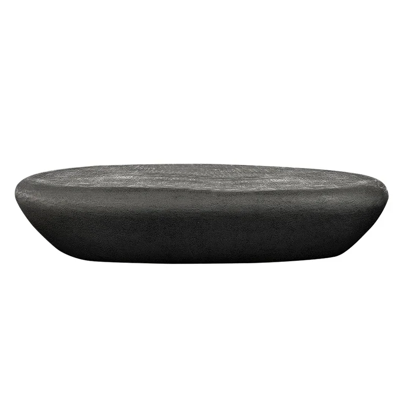 Modischer nordischer minimalistischer Design-Couchtisch aus der Mitte des Jahrhunderts, Beton, oval, steiniger Outdoor-Couchtisch, moderne Wohnzimmermöbel