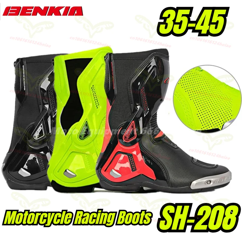 BENKIA Neue Motorrad-Rennstiefel Perforierte Sommer Atmungsaktive Coole Rennstrecken-Motorradschuhe Ritter-Reitstiefel SH-208 Image