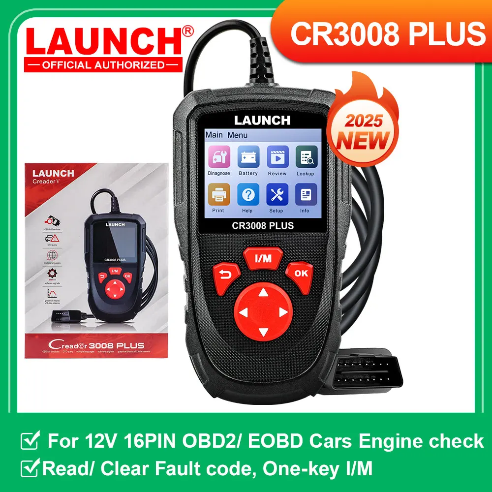 LAUNCH X431 CR3008 PLUS Vollständige OBD2-Diagnosetools, Auto-OBD-OBD2-Automobil-Scanner, Überprüfen Sie die Motorbatterie, kostenlose Online-Update Image
