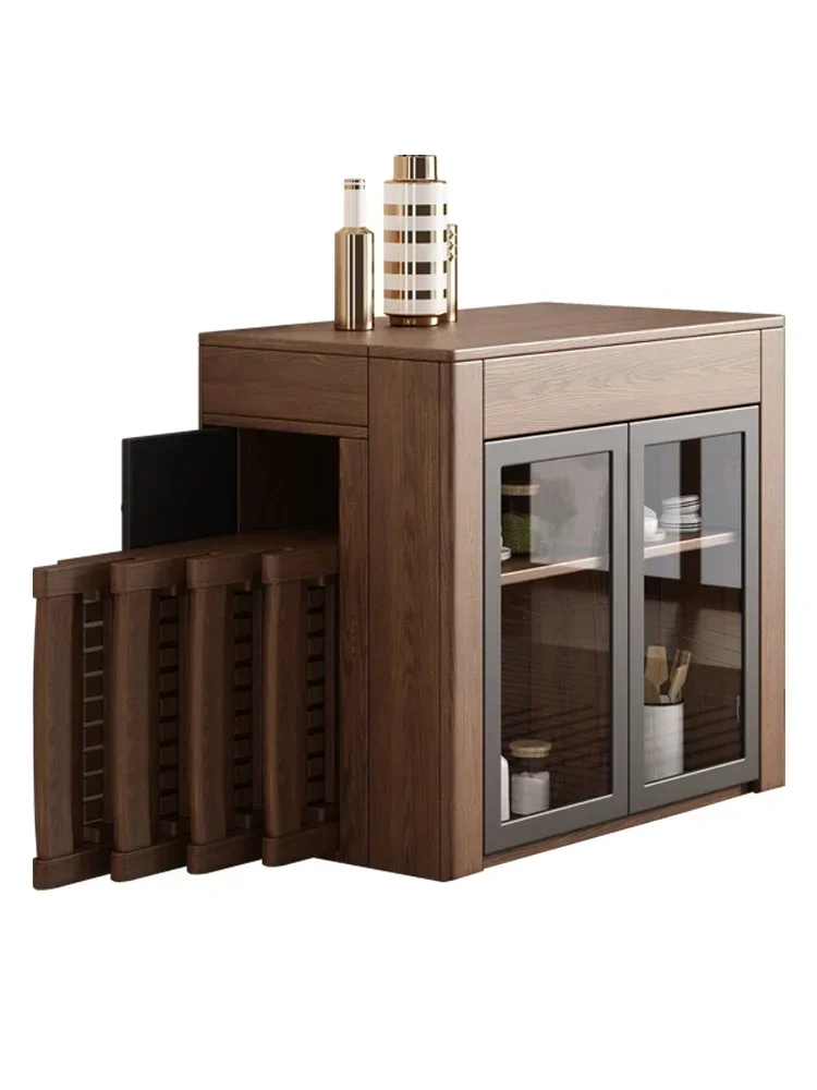 Nordic kleine Wohnung ausziehbarer Esstisch und Stuhl-Kombination, modernes, einfaches, klappbares Aufbewahrungs-Sideboard für das Esszimmer