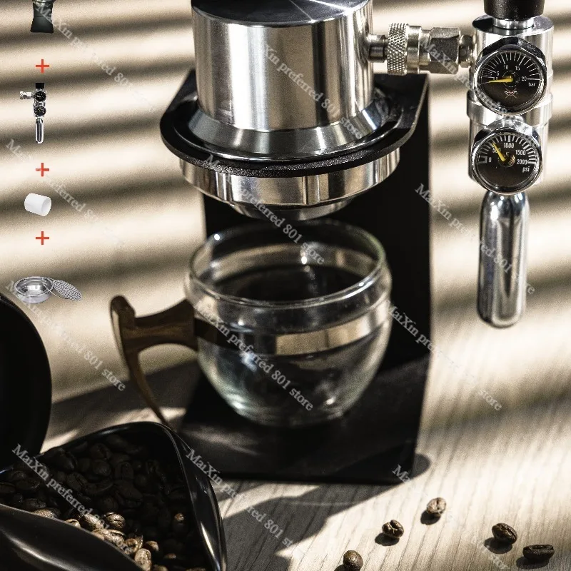 Tragbare Espressomaschine mit 9 Bar, pneumatische Kaffeemaschine aus Edelstahl für den Heimgebrauch Image