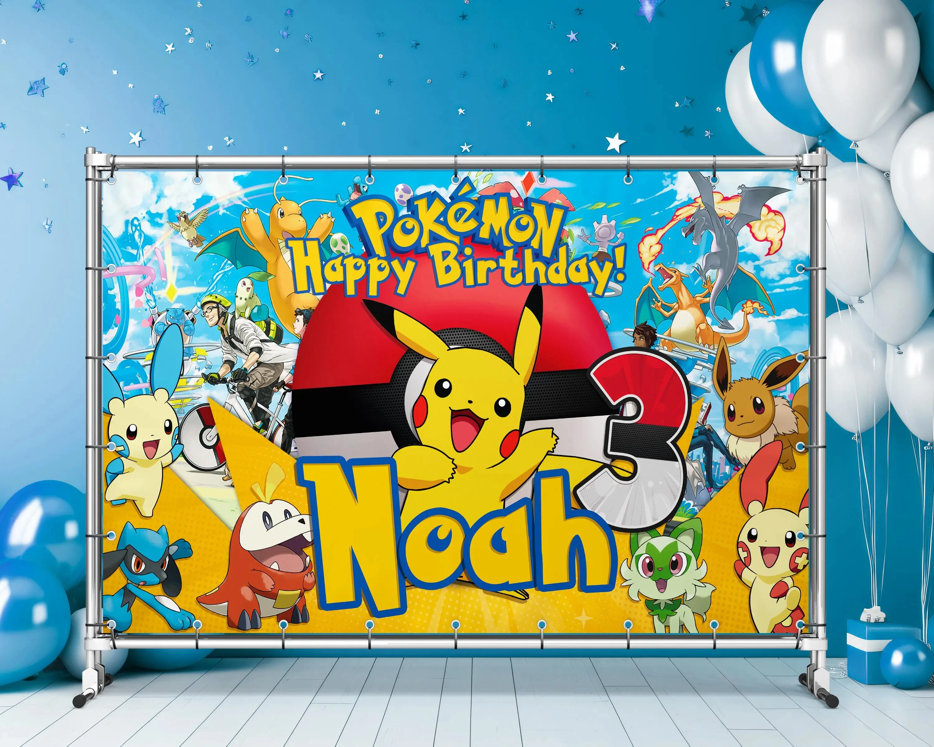 Cartoon Pokémon Pikachu Hintergrund Angepasst kinder geburtstag Party Baby Dusche Zimmer Dekoration Fotografie Hintergrund Tuch Image