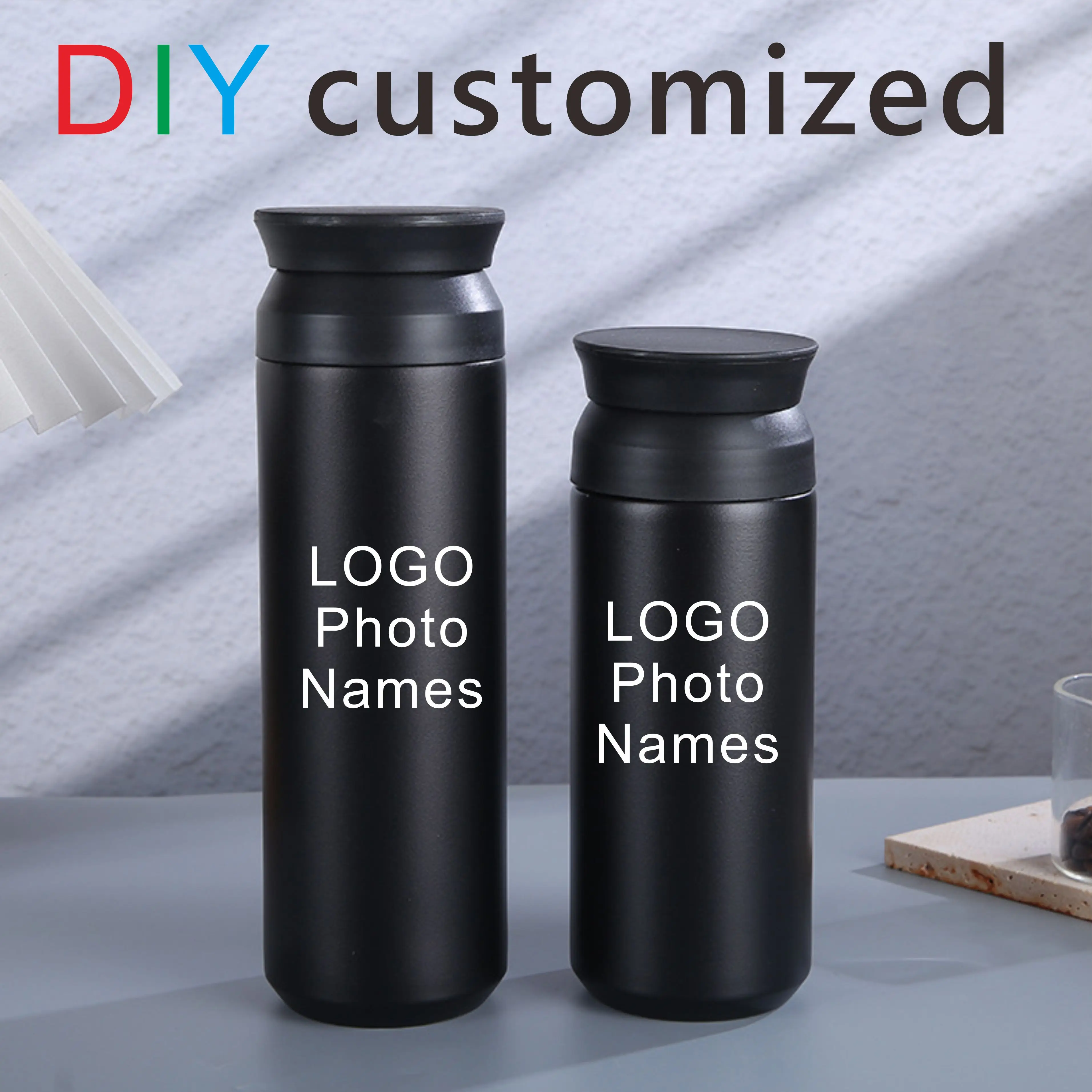 Benutzerdefinierter Druck Logo Name 350ML 500ML Thermoskanne Easy Carry Große Isolierflasche Edelstahl Tragbare Flasche Outdoor Sport Reisen Image