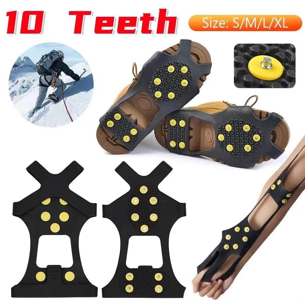 Neue 10-Zahn-Eiskrallen Universelle Rutschfeste Schuh-Spikes Kletterspikes für Schuhe Image