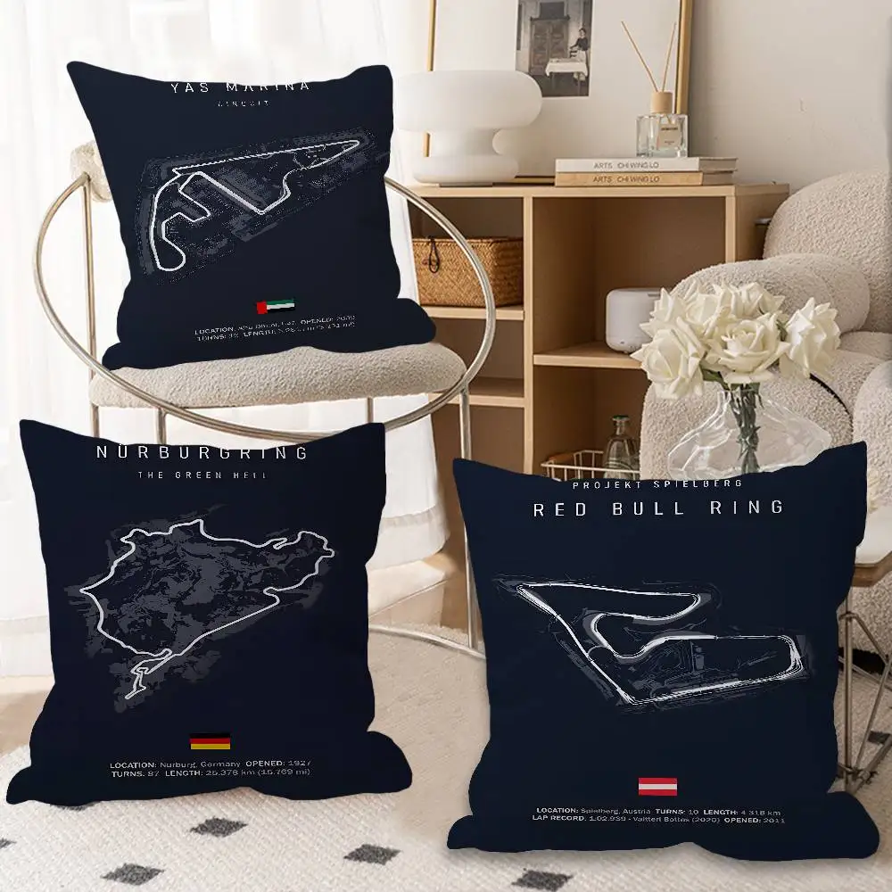 Formel 1 Imola Monaco Circuit F1 Kissenbezug, Sofakissenbezug, Heim- und Raumdekoration, Geschenk für Kinder Image