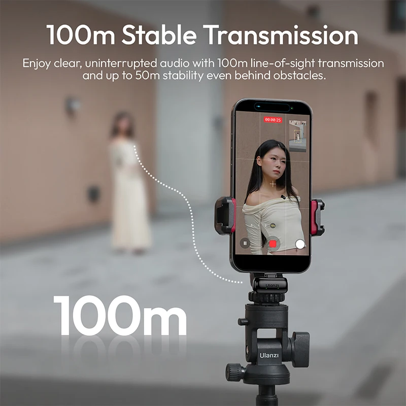 Ulanzi A200 Mini-Mikrofon 48kHz/24bit 75dB für Smartphone-Kamera Livestreaming Straßeninterview Vlogging Hochzeitsvideografie Aufnahmen Image