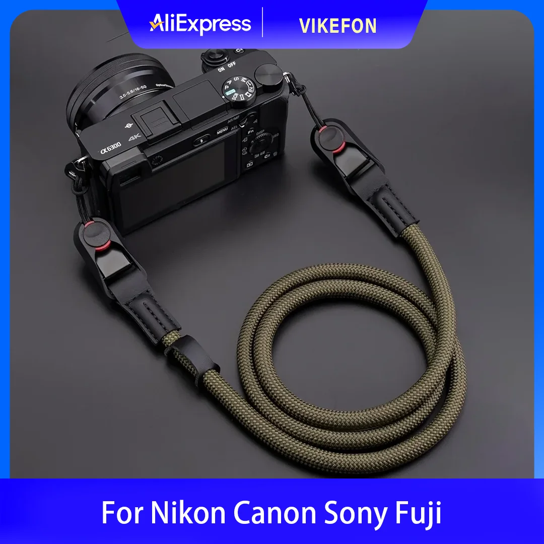 Verstellbarer Schnellverschluss-Kameragurt aus strapazierfähigem Polyamid-Kletterseil für DSLR- und spiegellose Kameras von Nikon, Canon, Sony, Fuji Image