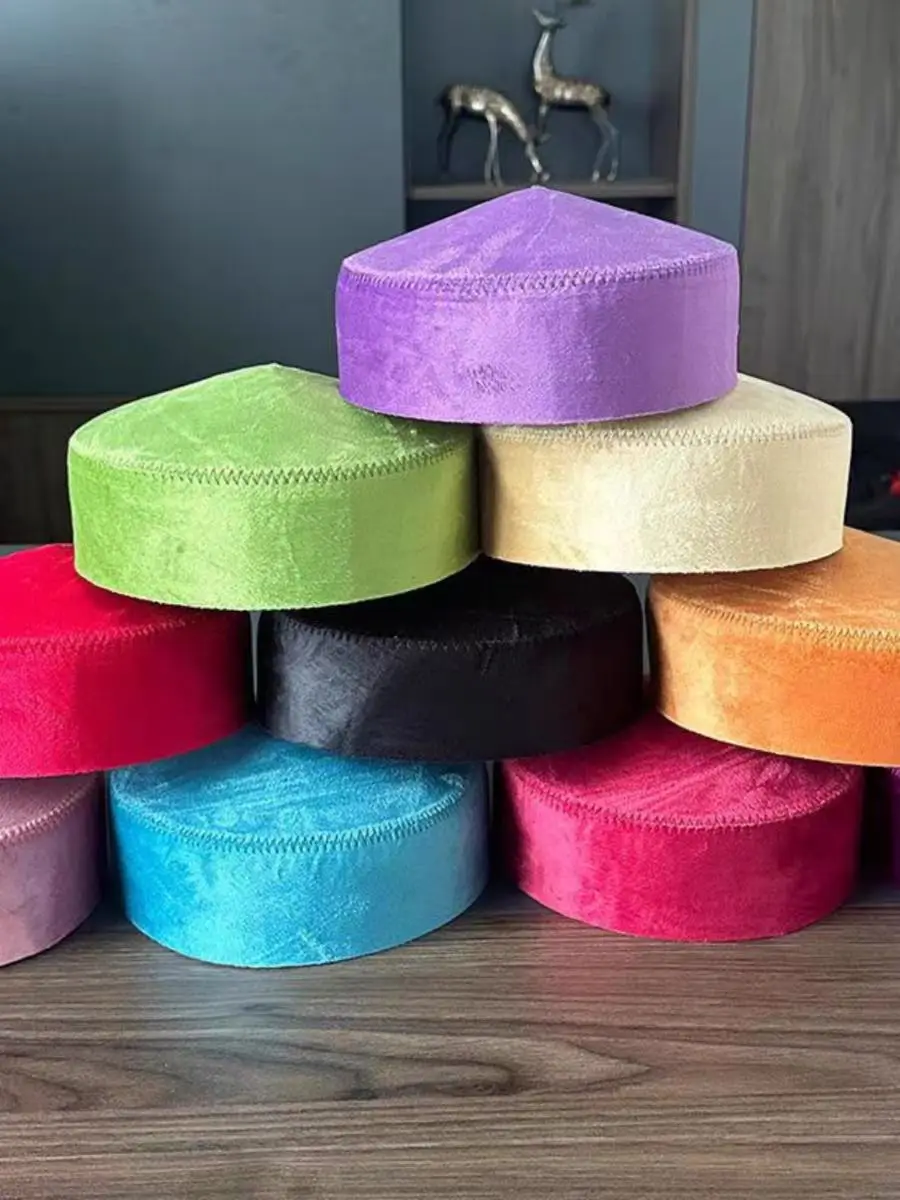 Neue Kasachische Kappen für Kinder Teenager Erwachsene Vintage Stil Tanzen Party Hüte Lila Grün Farbe Kufi Muslimischen Hijab Prinzessin Hut Image