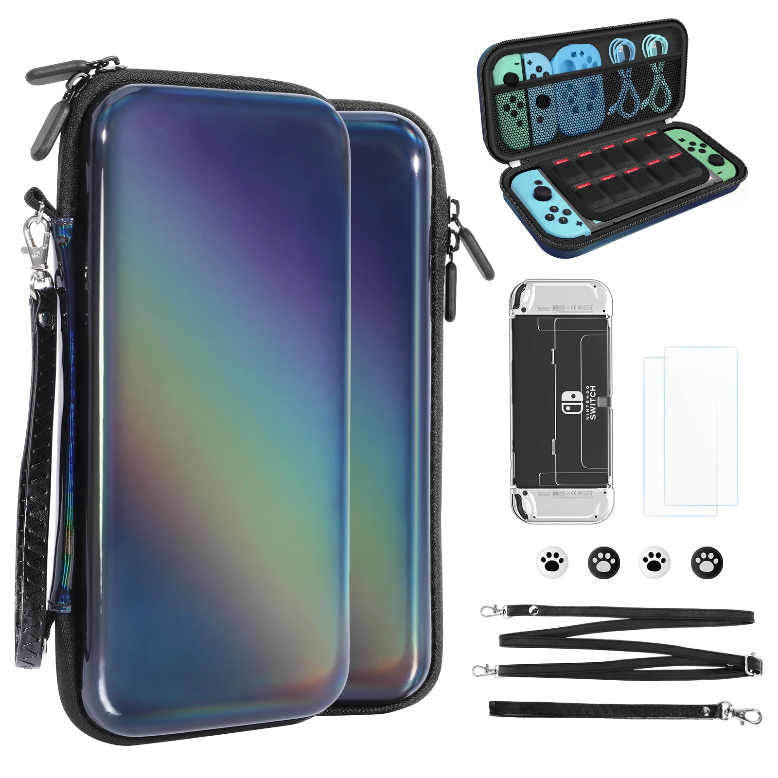Portable Carrying Case for Nintendo Switch OLED Model / Nintendo Switch Hard Shell Travel Carry Bag With 10 Game Card Slots