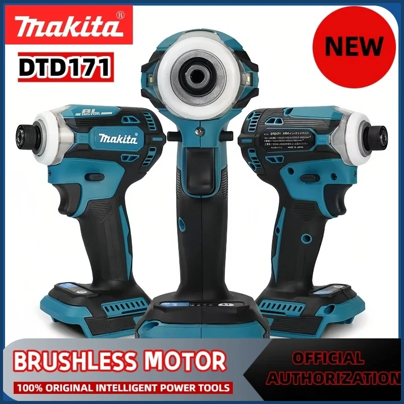 Makita DTD171 Akku-Bohrschrauber mit hohem Drehmoment, bürstenlosem Motor und Schlagschraubfunktion für Makita-Akkus. Image