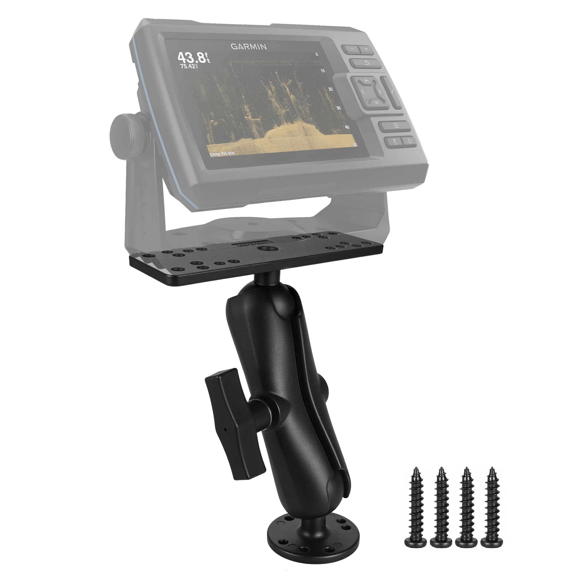 VINmounts Universelle 1,5-Zoll-Kugelmontageplatte aus Aluminium in Marinequalität, kompatibel mit RAM-Halterung für Garmin Fischfinder Image