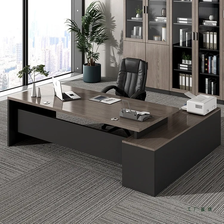 Boss-Schreibtisch, Büro-Computertisch, einfache moderne Büromöbel, Tisch- und Stuhlkombination Manager, Supervisor-Schreibtisch Image