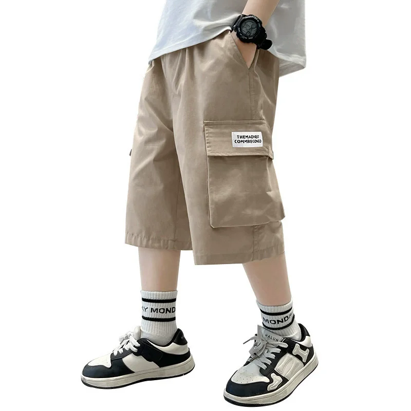 Jungen Cargo Shorts Sommer kurze Sport Baumwolle Jogging hose Jungen knielange Hosen Größe Hot pants Kinder kleidung 6 8 10 12 13 14 Jahre Image