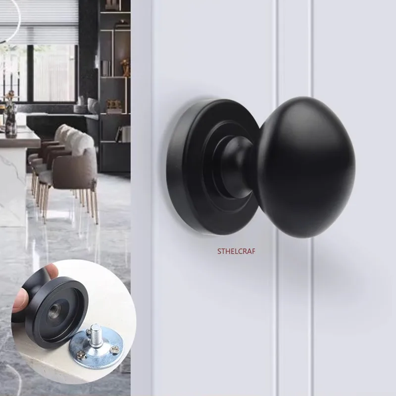 Scheunentürgriffe aus Zinklegierung für den Innenbereich, Schlafzimmer, Holztüren, runde Einlochgriffe, Kleiderschranktür, Schubladenknöpfe, Möbelbeschläge Image