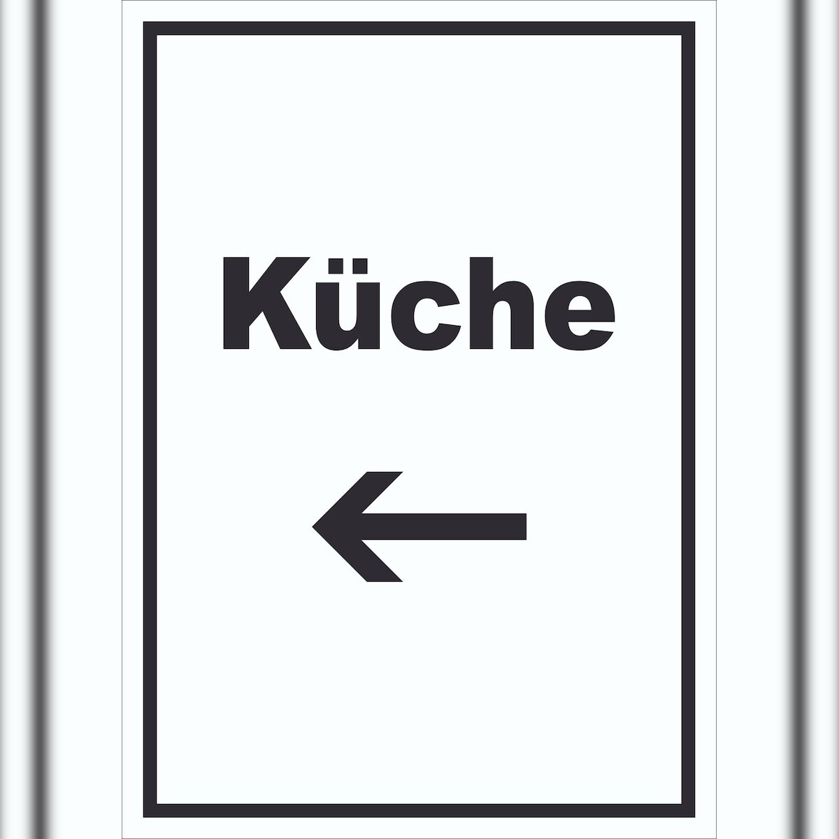 HB-Druck Küche Schild mit Text und Richtungspfeil links Kitchen cucina hochkant A2 (420x594mm) Image