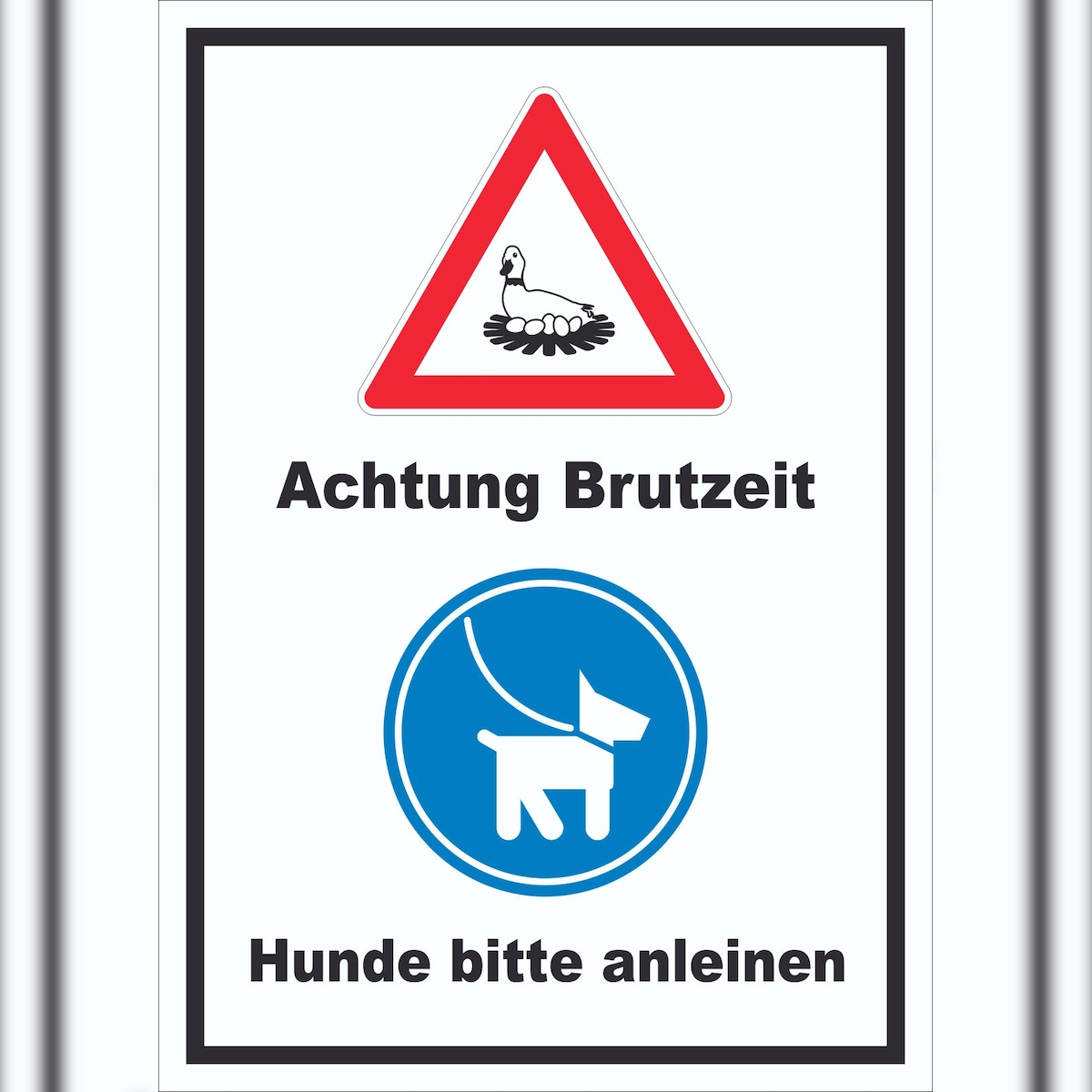 HB-Druck Achtung Brutzeit Hund bitte anleinen hochkant Schild A3 Rückseite selbstklebend Image