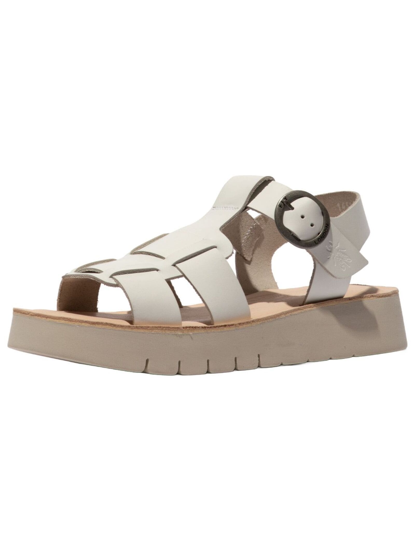 Plateausandaletten FLY LONDON "Fly London Sandalen Leder", Damen, Gr. 38, natural, Leder, Schuhe