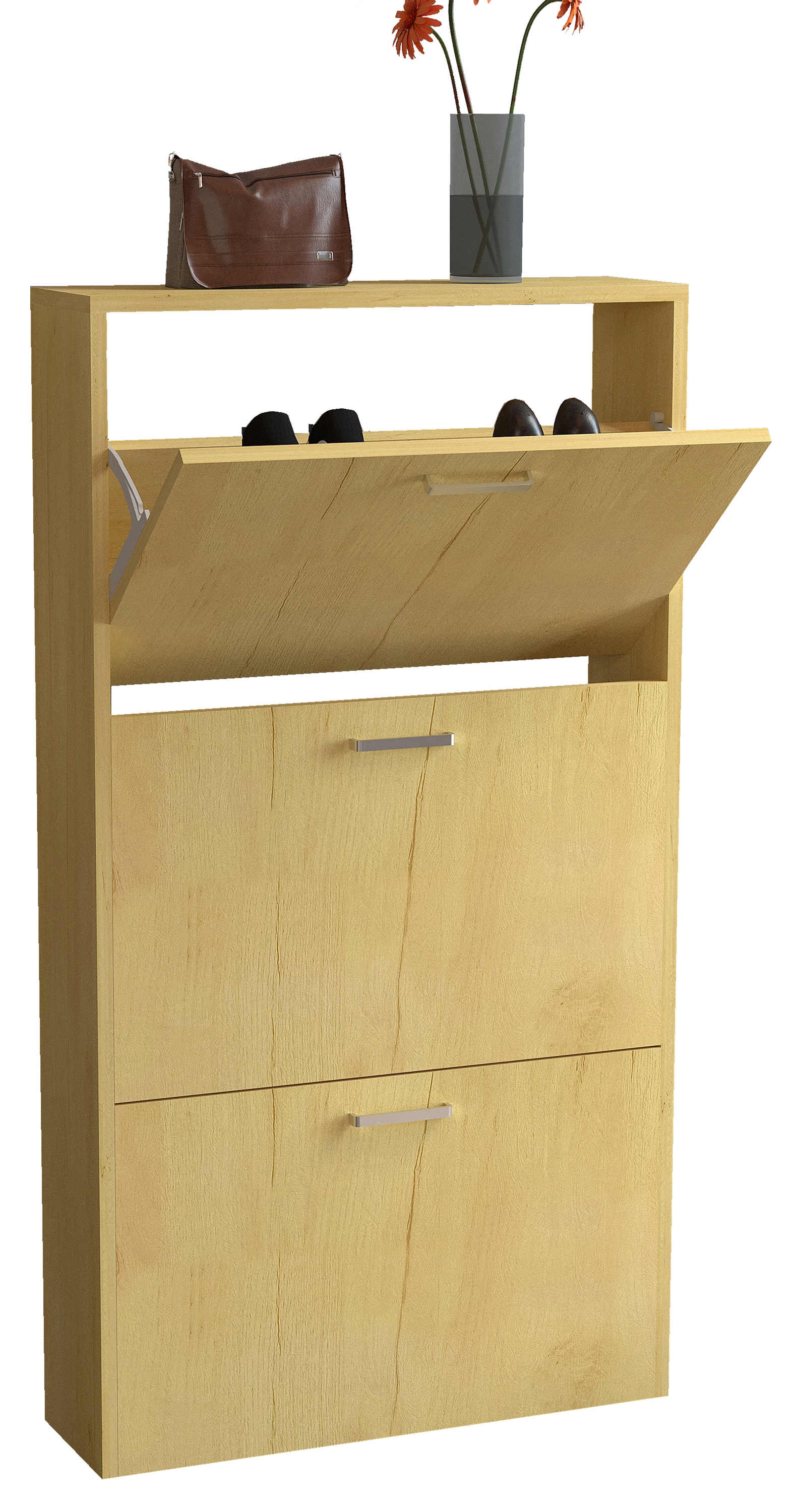 Schuhschrank VCM "Holz Regal Schuhschrank Schuhkipper Sulos M", braun (honig, eiche), B:59cm T:17cm, Obermaterial: 100% Holz Wood., Schränke, Schuhschrank Image