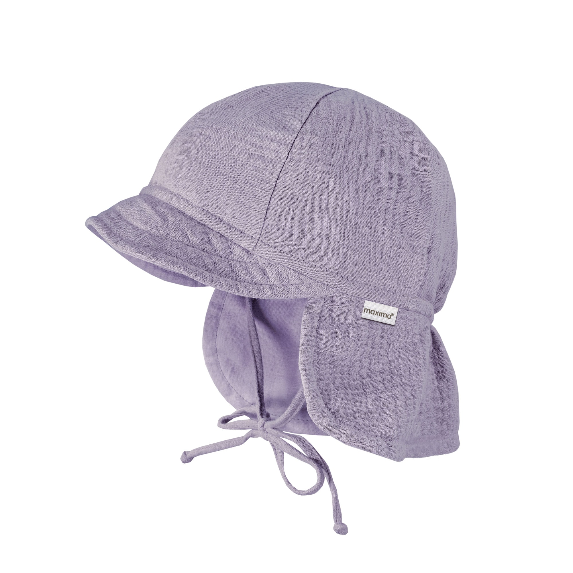 Schirmmütze MAXIMO, Jungen, Gr. 45, lila, Web, Baumwolle, unifarben, Mützen, Musselin, Nackenschutz, Bindeband, Unisex, UV-Schutz Image