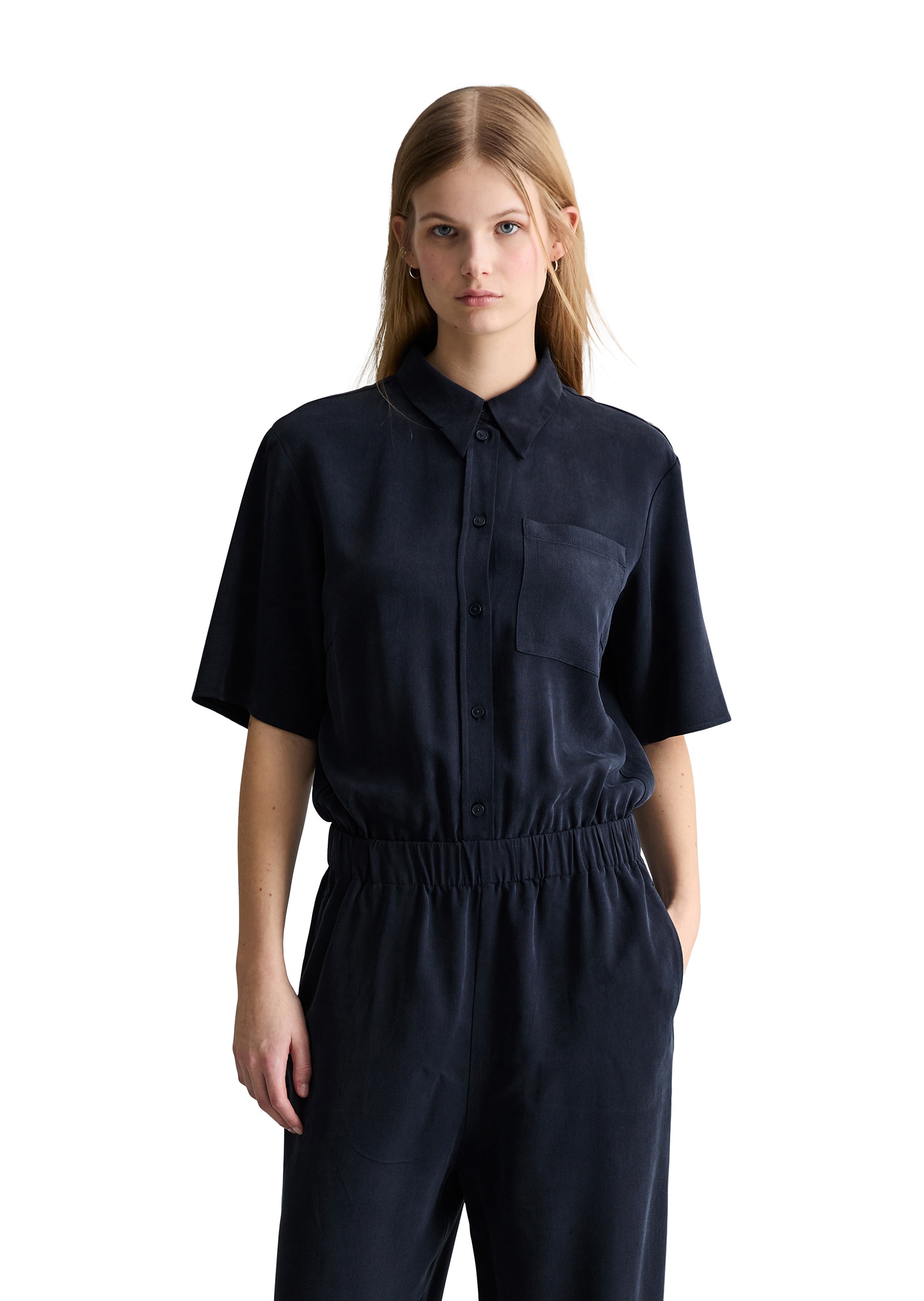 Jumpsuit MARC O'POLO DENIM "aus LENZING™ Lyocell", Damen, Gr. XXL, Normalgrößen, blau depths, Obermaterial: 100% Lyocell, unifarben, regular fit, normaler Saum, Overalls Jumpsuit
