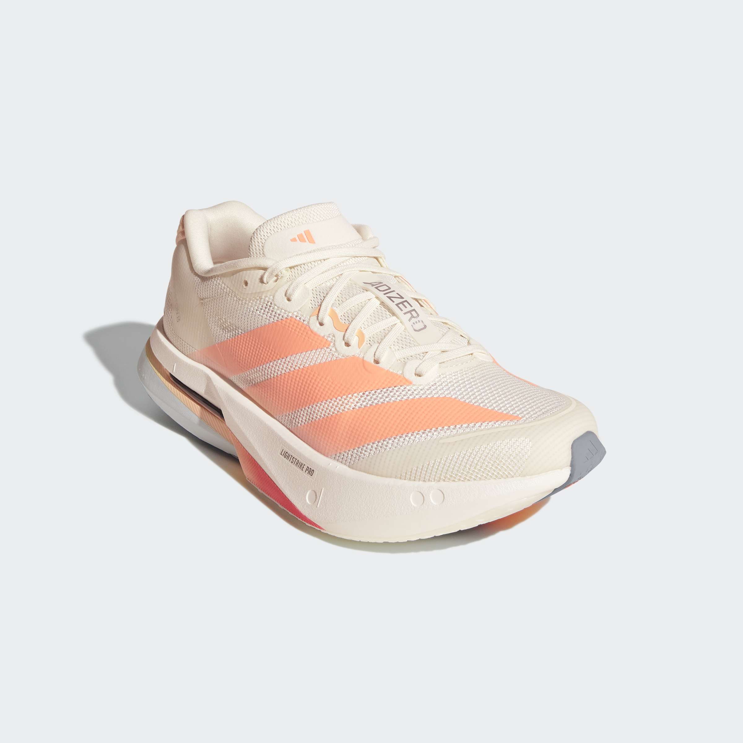 Laufschuh ADIDAS PERFORMANCE "ADIZERO BOSTON 13", Damen, Gr. 37, sanftes weiß, beam orange, acid orange, Textil, Schuhe Laufschuh
