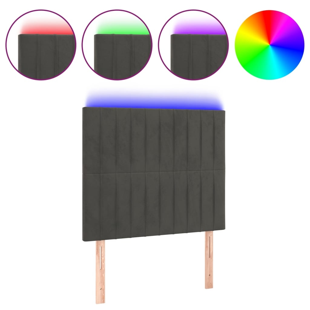 vidaXL LED Kopfteil Dunkelgrau 90x5x118/128 cm Samt Image