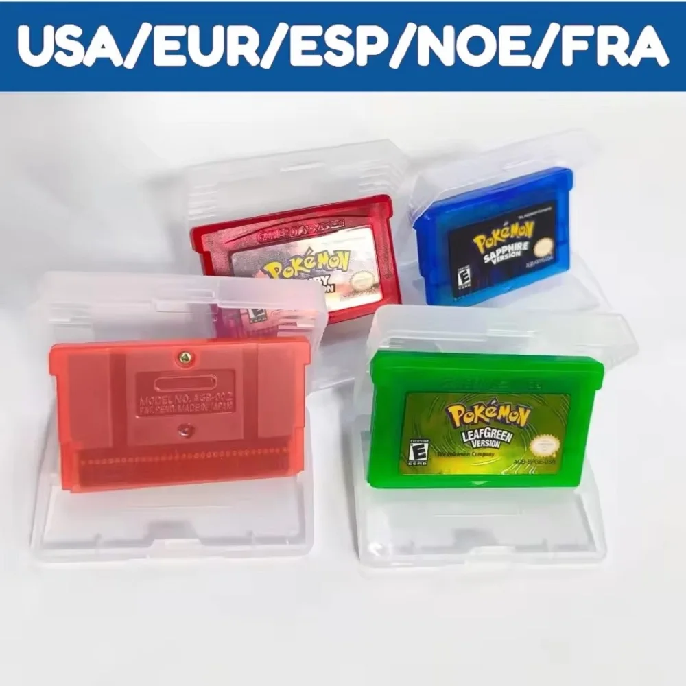 Cartouche de jeu vidéo GBA multilingue 32 bits pour console de jeu vidéo, Pokémon Rouge Feu, Émeraude, Vert Feuille, Rubis, Saphir pour GBA SP