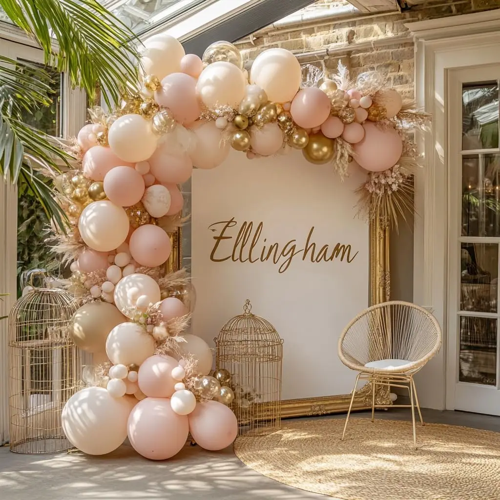 117-teiliges rosa-beige Ballon-Girlanden-Bogen-Set, goldenes Ballon-Girlanden-Set für Mädchen, Geburtstag, Baby, Brautparty, Hochzeit, Party-Dekoration Image