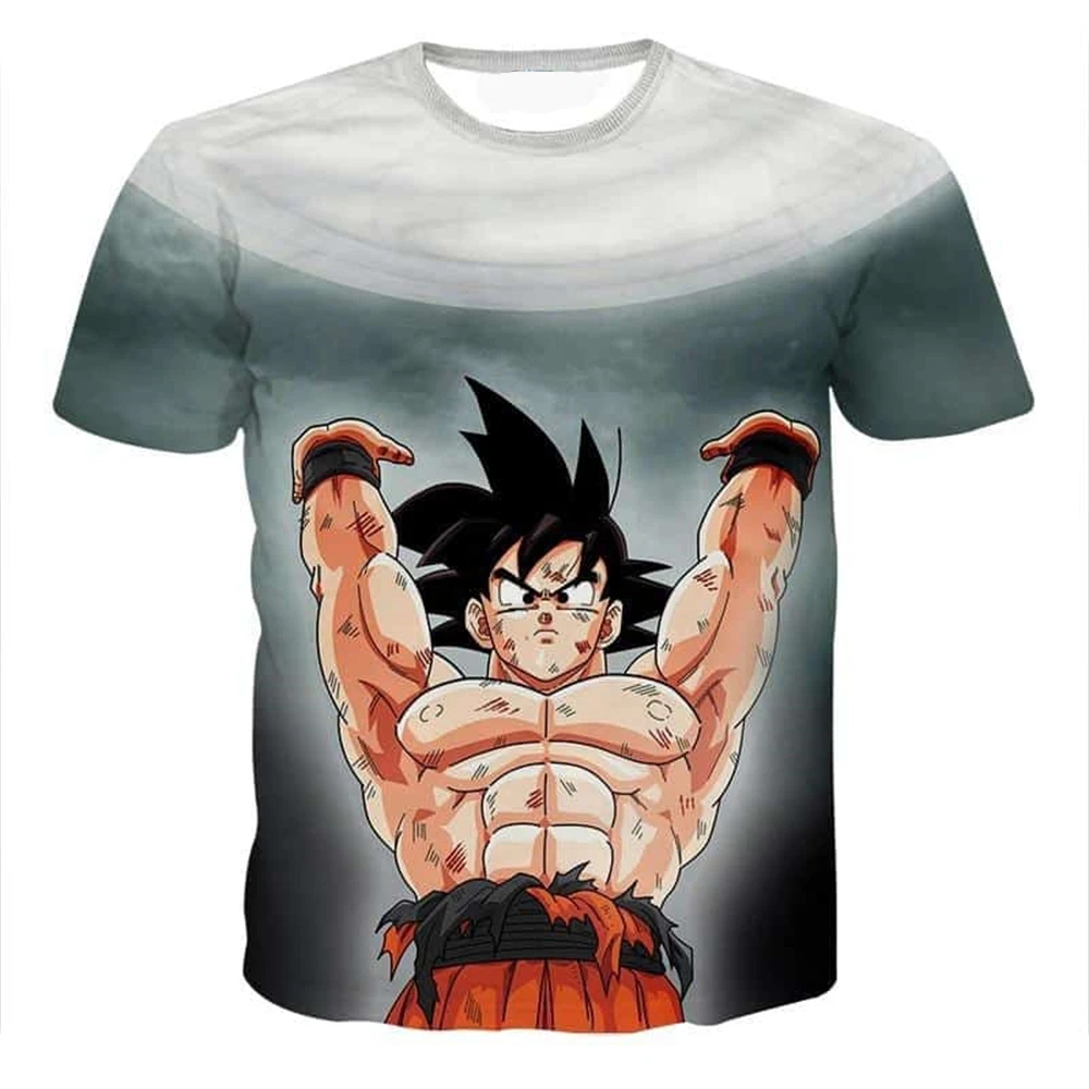 Japanisches Anime Dragon Ball Z 3D-gedrucktes cooles Son Goku Energieball Spirit Bomb T-Shirt – Modische Cosplay-Oberteile für Kinder und Erwachsene Image
